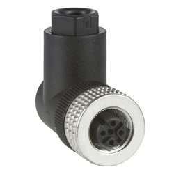 Connettore OsiSense M12 gomito femmina 4 pin con morsetti a vite per impianti industriali