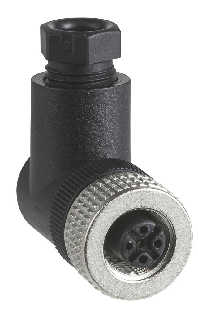 Connettore M12 a gomito femmina 5 pin con morsetti a vite per impianti elettrici industriali