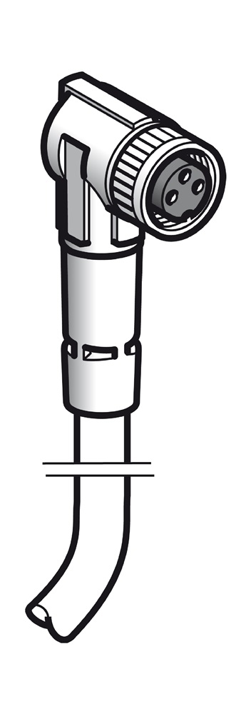 Connettori precablati XZ, femmina a 90°, M8, 3 pins, cavo PUR 5m.