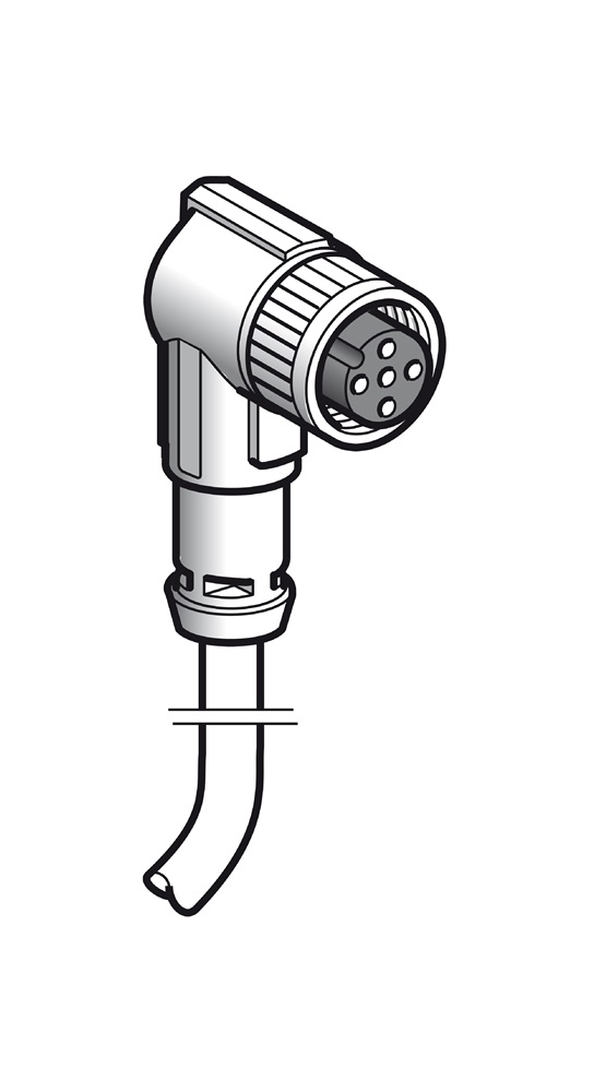 Connettori precablati XZ, gomito femmina, M12, 4 pin, cavo PUR 15m.