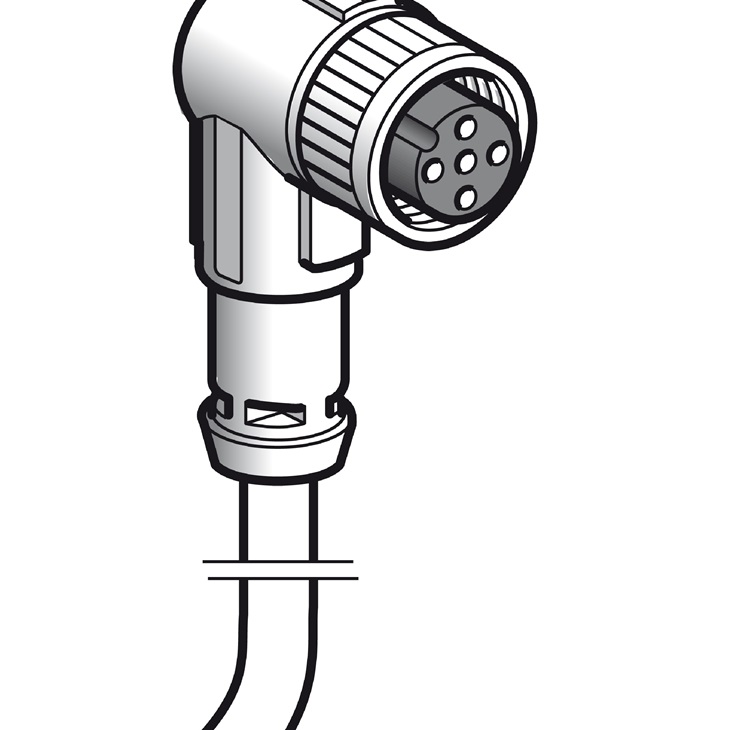 Connettori precablati XZ, gomito femmina, M12, 4 pin, cavo PUR 15m.