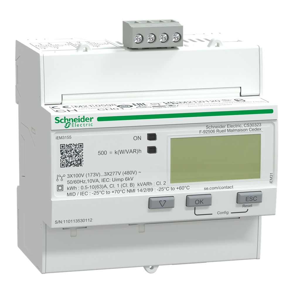 Contatore energia trifase 3P+N 63A inserzione diretta Modbus MID per gestione energia digitale