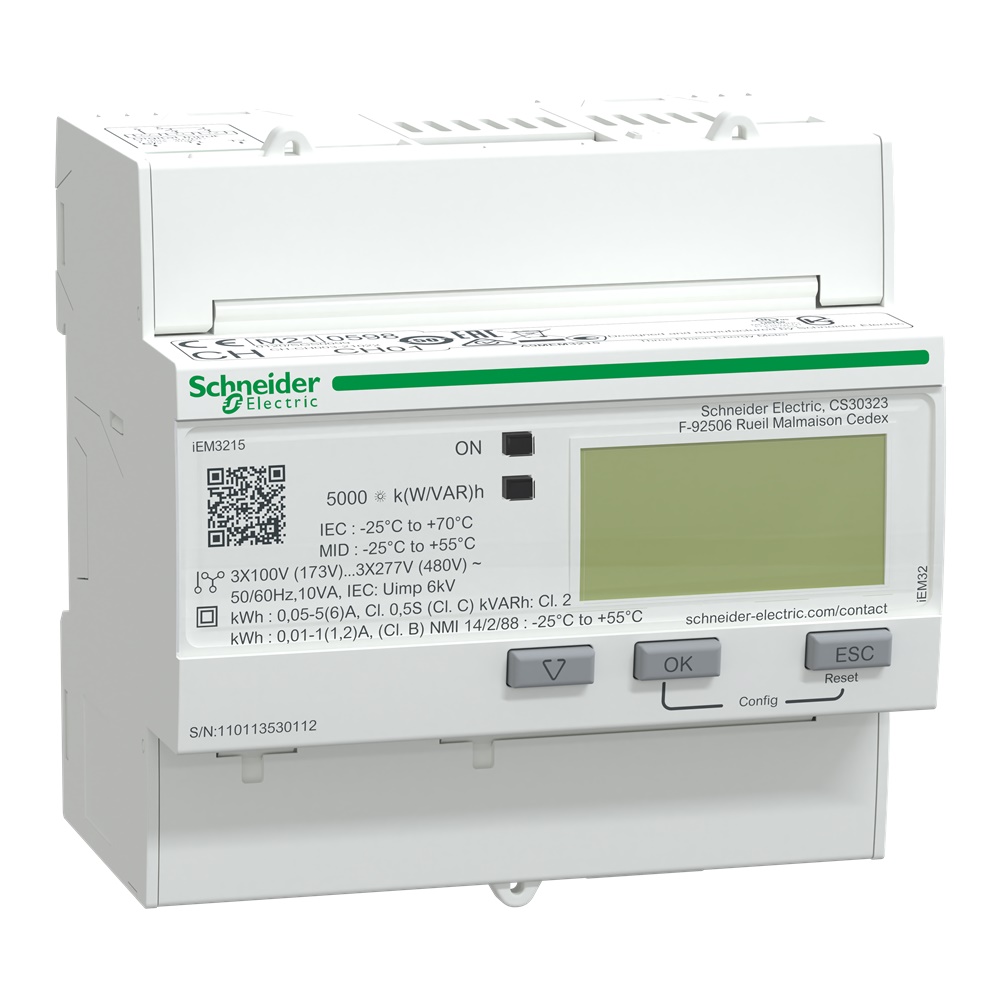Contatore energia trifase PowerLogic iEM3215 inserzione TA multi-tariffa MID per sotto-fatturazione