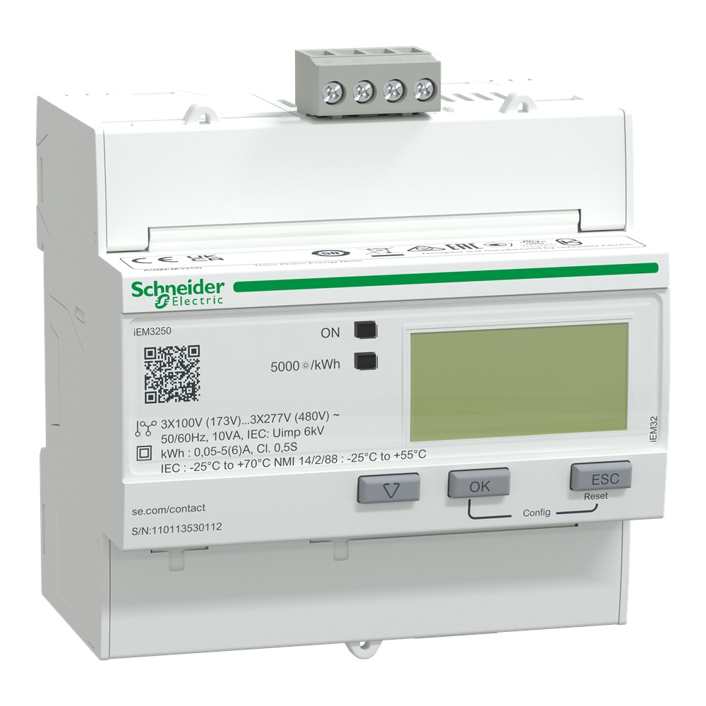 Contatore energia trifase iEM3250 3P+N inserzione con TA comunicazione Modbus uso industriale