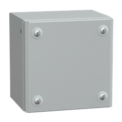 Cassetta industriale Flat Box 150x150x120 mm, acciaio, IP66, IK10, montaggio a parete
