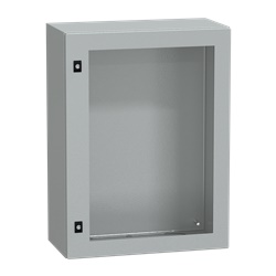 Cassetta acciaio montaggio parete 800x600x300 porta trasparente vetro Securit IP66 IK08
