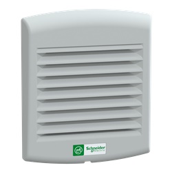 Ventilatore 38 m3/h 115V grigio RAL7035 con filtro e protezioni IP54 per raffreddamento ambienti fino 70°C