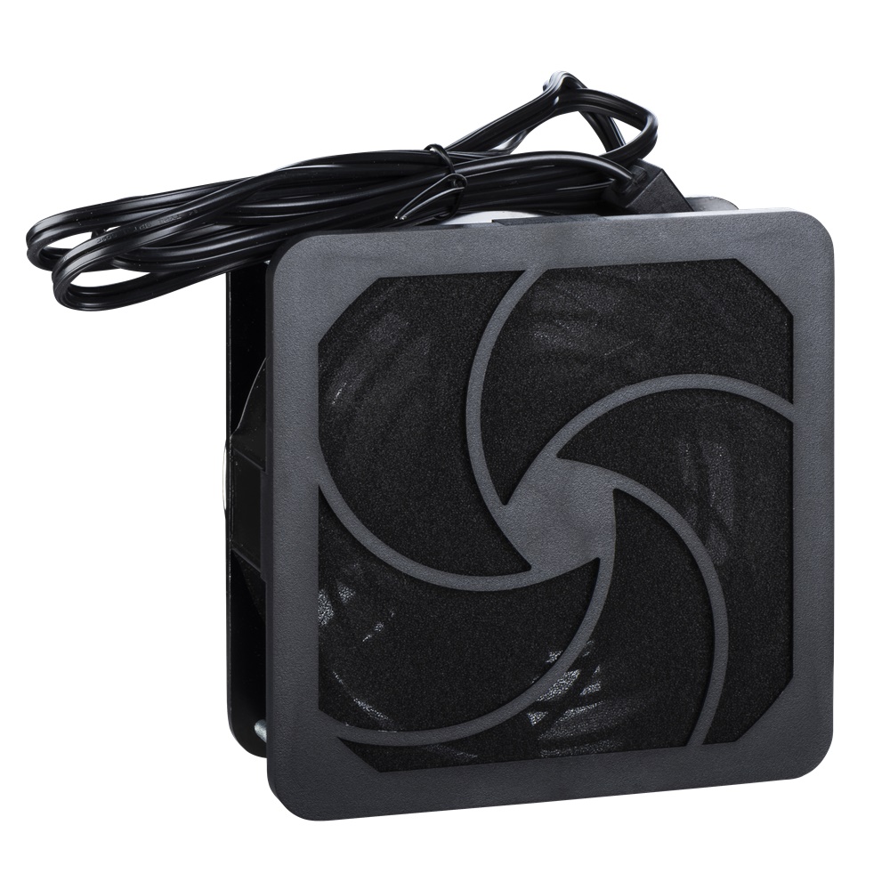 Ventilatore monofase 125x125 mm 230V con filtro e griglia plastica per raffreddamento elettronica