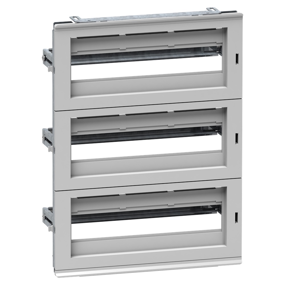 Telaio DLA modulare 48 moduli 18 mm, profondità regolabile 40-85 mm, acciaio grigio RAL 7035 per casse PanelSeT, montaggio rapido e sicuro