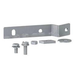 Staffa fissaggio acciaio zincato 110 mm per armadi PanelSeT con 2 squadrette barre terra su guida