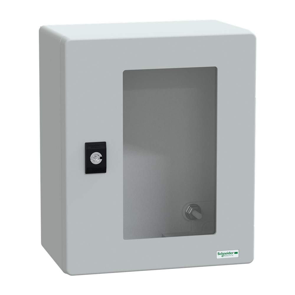Cassetta in poliestere montata a parete, Thalassa PLM, porta trasparente, 308x255x160mm, IP66, IK08, RAL 7035