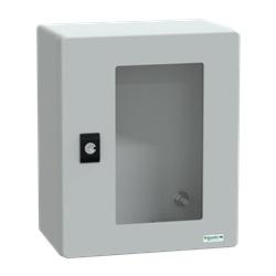 Cassetta in poliestere montata a parete, Thalassa PLM, porta trasparente, 308x255x160mm, IP66, IK08, RAL 7035