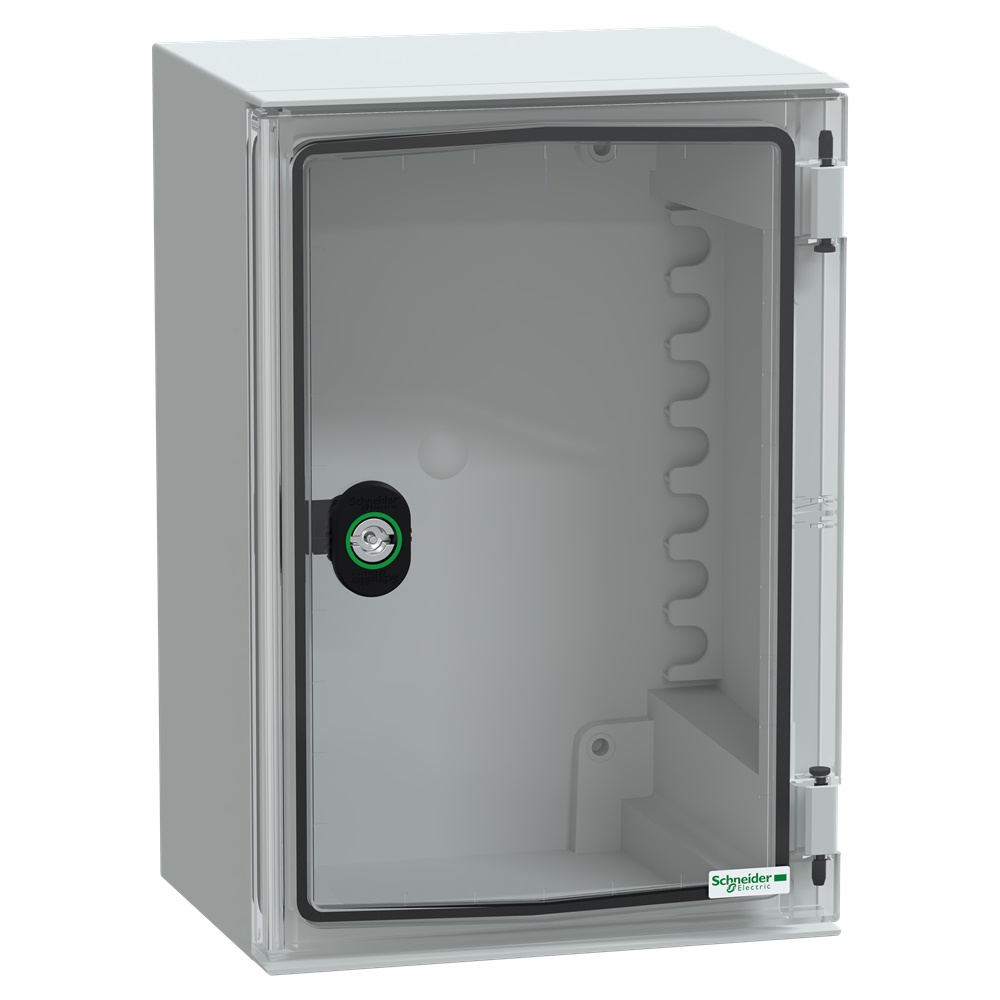 Cassetta a parete ABS+PC 310x215x160mm IP66 IK10 porta trasparente grigio RAL7035 multiuso industriale