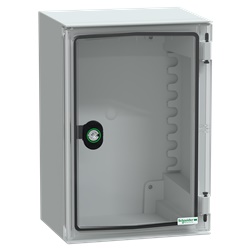 Cassetta a parete ABS+PC 310x215x160mm IP66 IK10 porta trasparente grigio RAL7035 multiuso industriale
