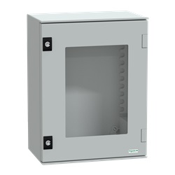 Cassetta in poliestere montata a parete, Thalassa PLM, porta trasparente 430x330x200 IP66 IK08 RAL 7035