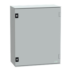 Cassetta in poliestere montata a parete, Thalassa PLM, porta piena, con piastra metallica, 530x430x200mm, IP66, IK10, RAL 7035