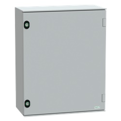 Cassetta in poliestere montata a parete, Thalassa PLM, porta piena, con piastra metallica, 530x430x200mm, IP66, IK10, RAL 7035
