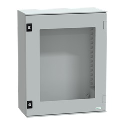 Cassetta in poliestere montata a parete, Thalassa PLM, porta trasparente, 530x430x200mm, IP66, IK08, RAL 7035