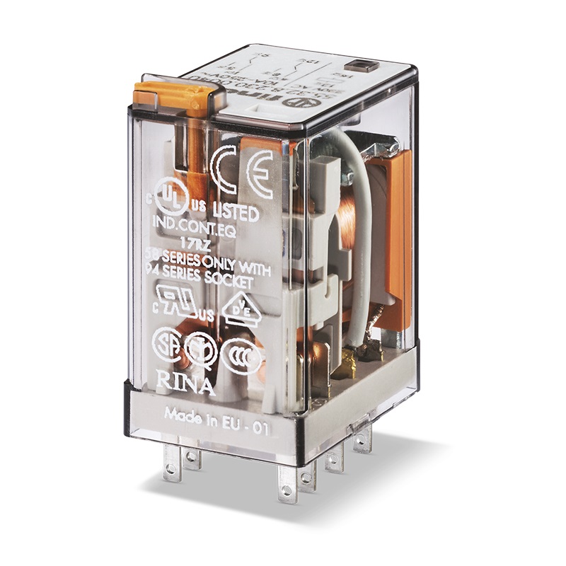 Relè industriale DC 12 V AgNi Pulsante di prova + indicatore meccanico