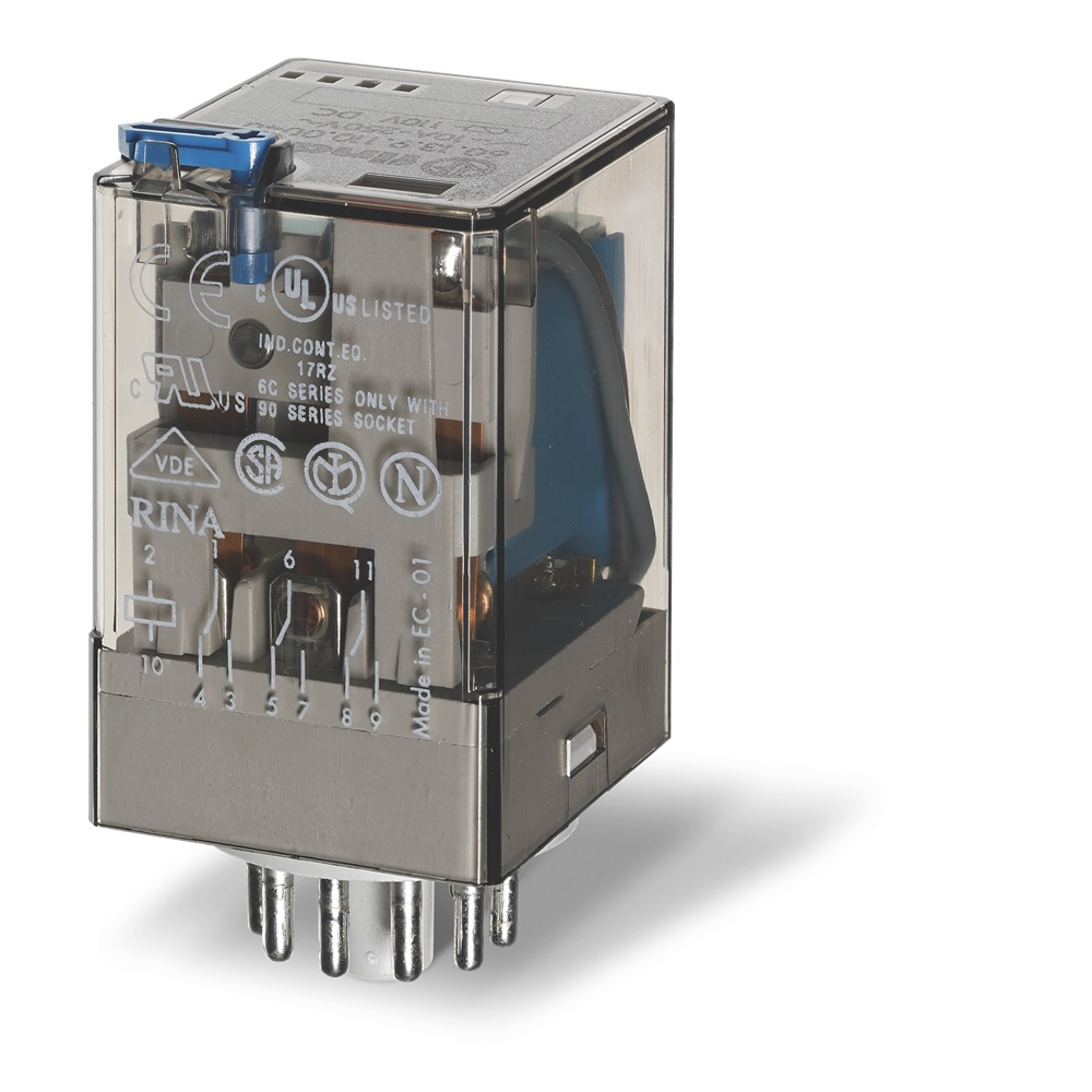 Relè industriale AC (50/60Hz) 48 V AgNi Pulsante di prova + indicatore meccanico 