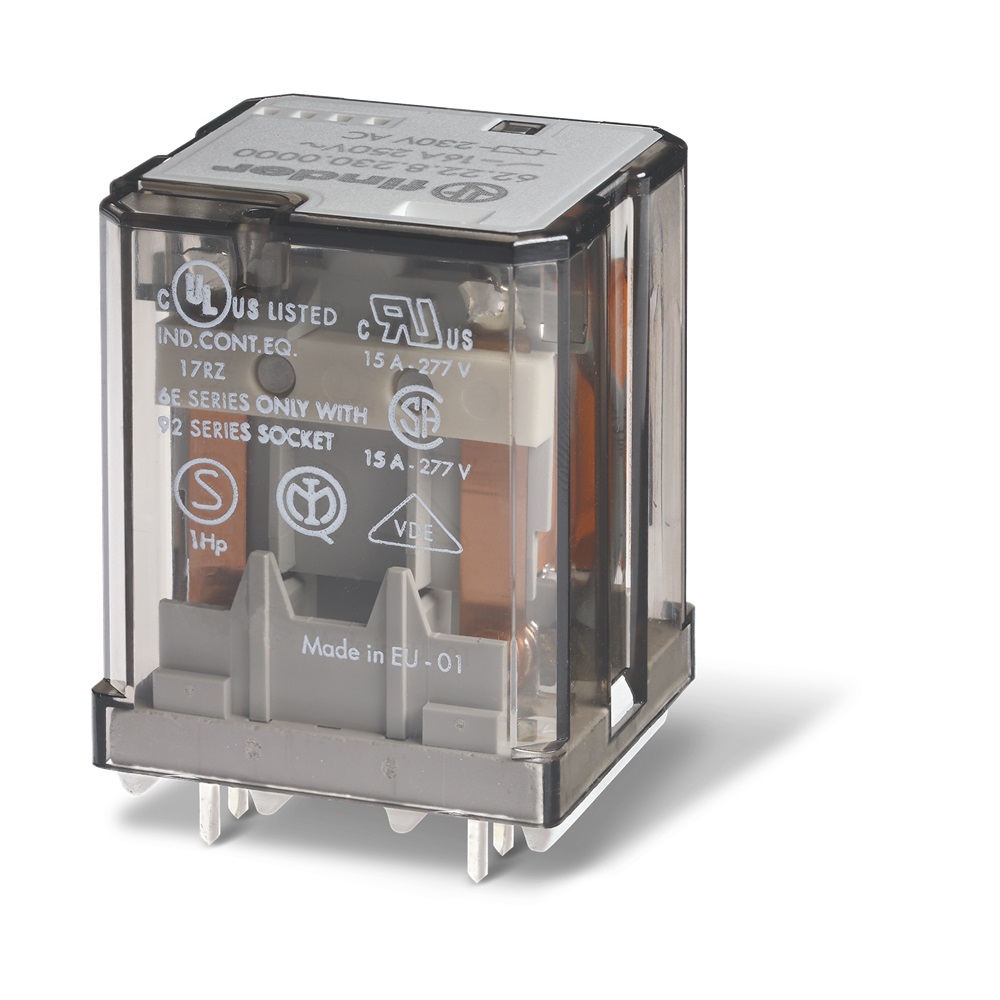 Relè di potenza AC (50/60Hz) 230 V AgCdO NO (distanza tra contatti  aperti ≥ 3 mm)