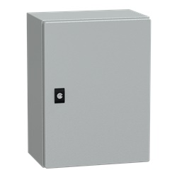 Cassetta acciaio montaggio parete 400x300x200 mm porta piena IP66 IK10 grigio RAL7035