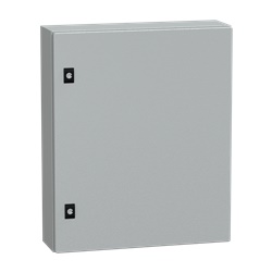 Cassetta acciaio porta piena 600x500x150 mm montaggio a parete IP66 IK08 grigio RAL 7035