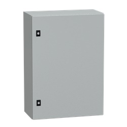 Cassetta acciaio montaggio parete 700x500x250 porta piena vetro Securit IP66 IK08 grigio