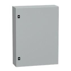 Cassetta acciaio montaggio parete 800x600x200 porta piena vetro Securit IP66 IK08 grigio RAL7035