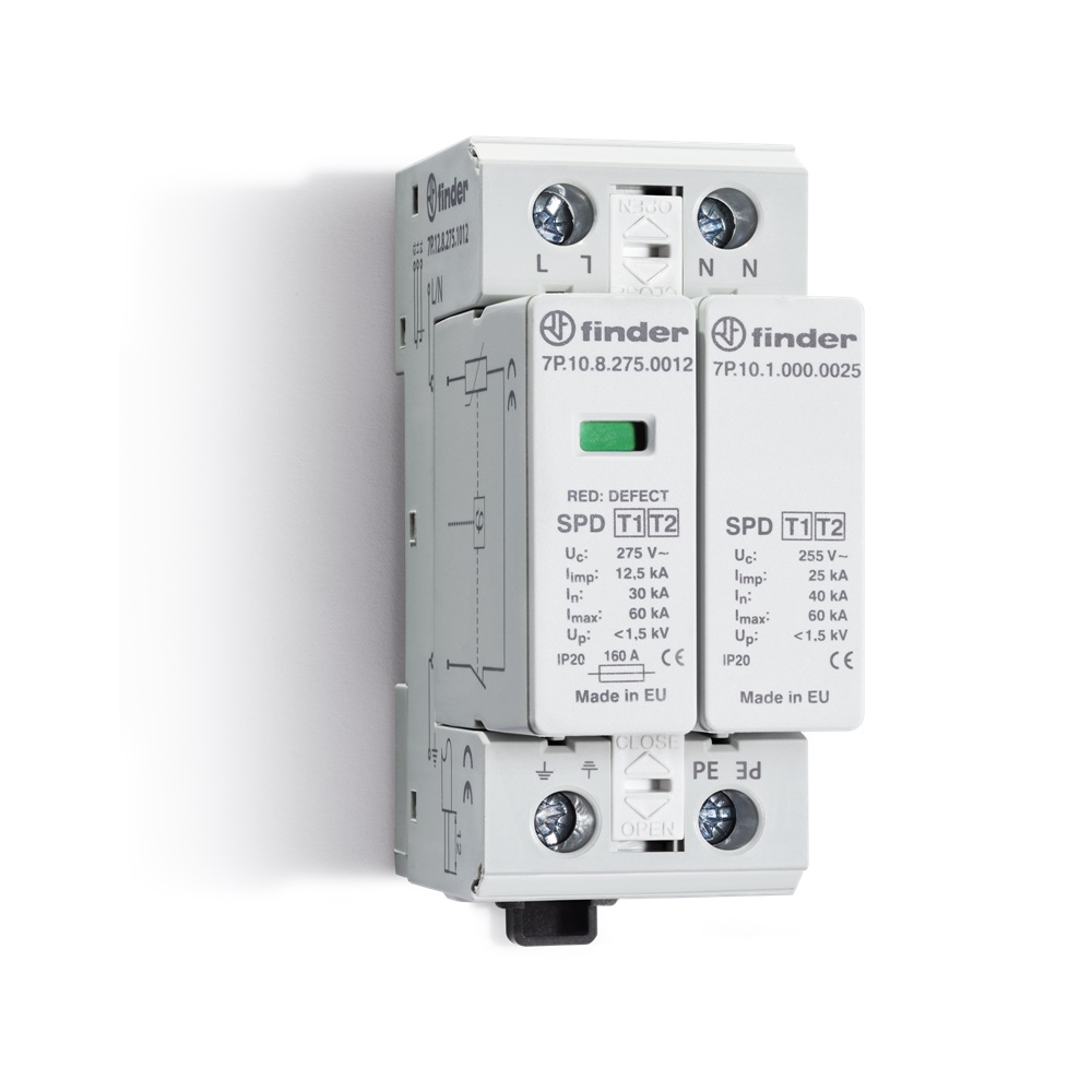 SPD Classe 1+2 Monofase 2P 275VAC Montaggio Guida DIN