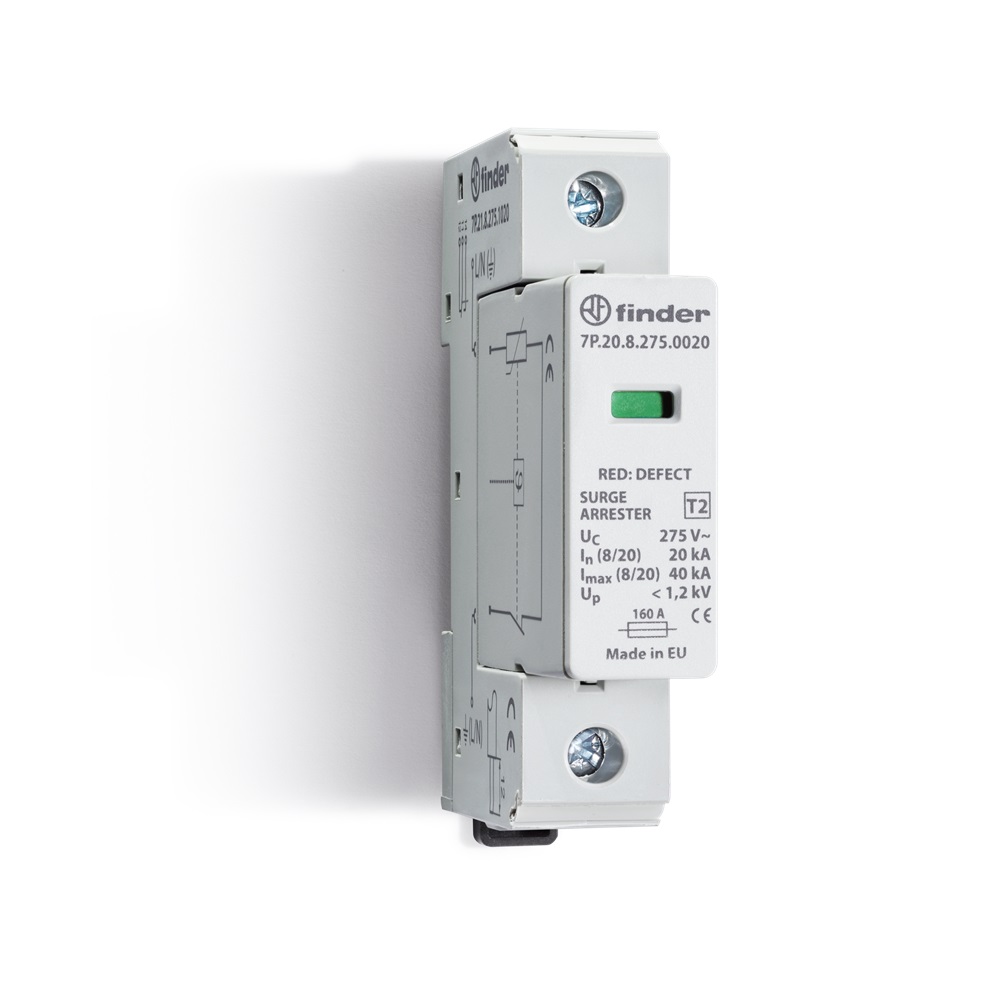 Scaricatori di sovratensione 275 V Max per SPD Tipo 1 “Low Up”, Tipo 2 (Uc) (per UN = 230-240 V AC) e Tipo 3 20 kA (I n Tipo 2)