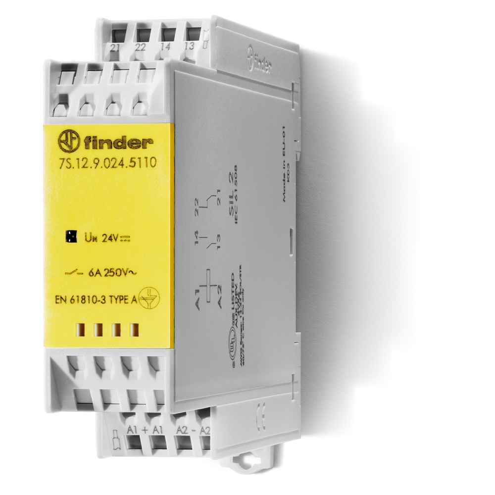 Relè modulare contatti guidati 1NO+1NC 24V DC 6A montaggio guida portante automazione impianti elettrici