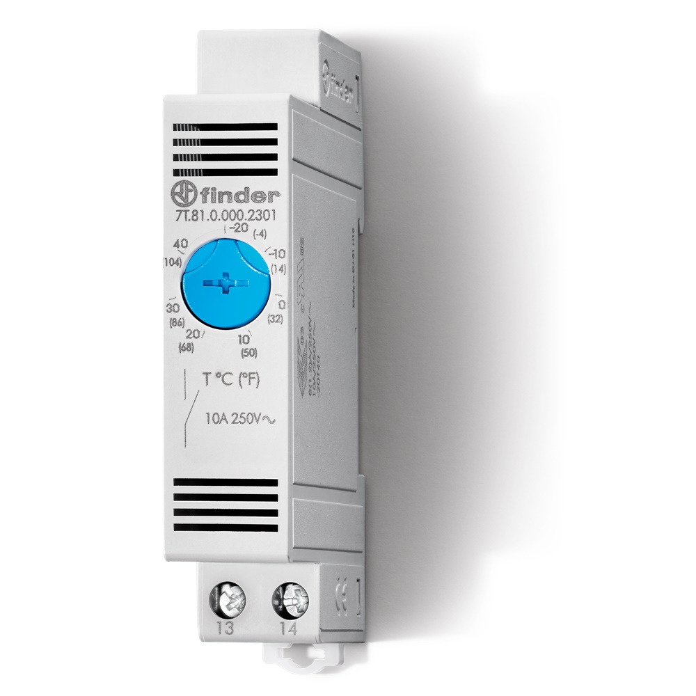 Termostato industriale riscaldamento 10A NC AgNi IP20 montaggio guida DIN controllo temperatura manuale