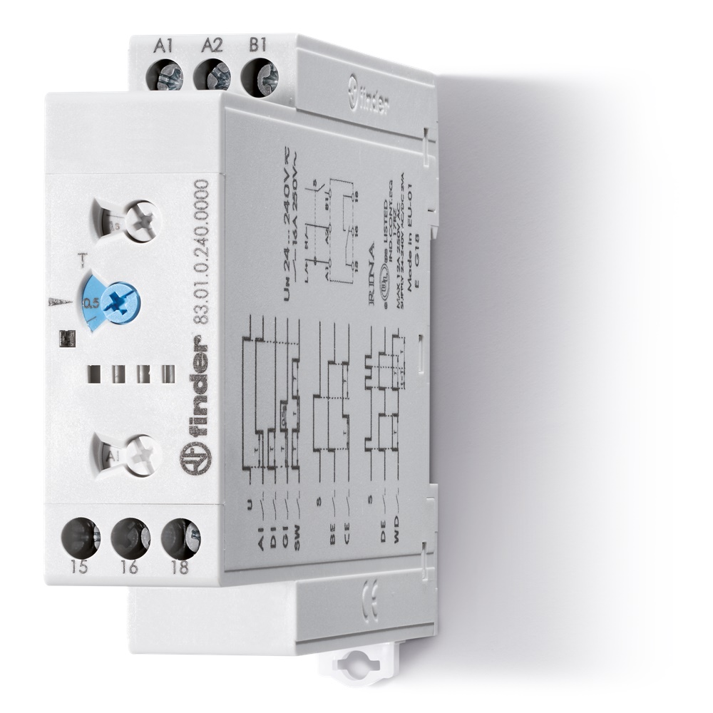 Temporizzatore multifunzione 12-240V 1CO 16A montaggio guida