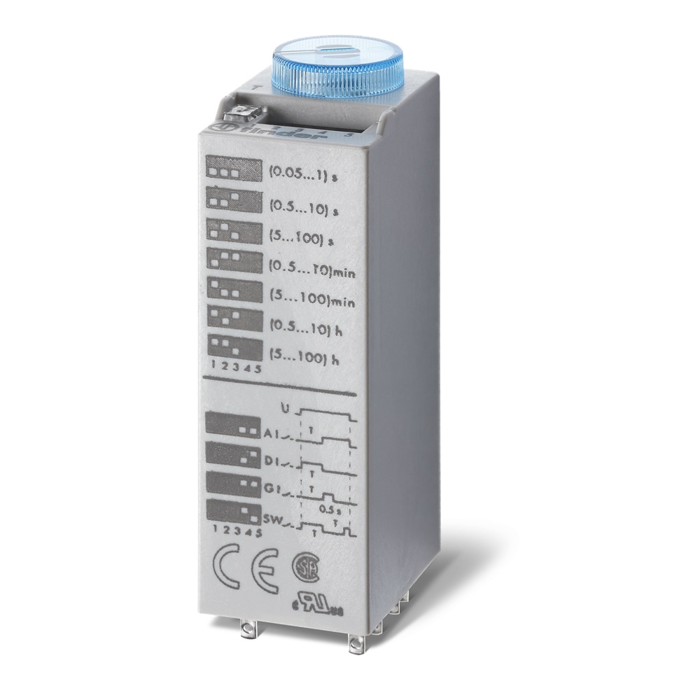 Relè temporizzato multifunzione 4CO 24V AC/DC automazione industriale