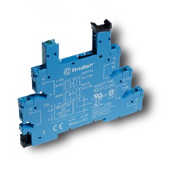 Zoccolo morsetti bussola 1 polo montaggio guida DIN 35 mm colore blu IP20 controllo elettrico automazione