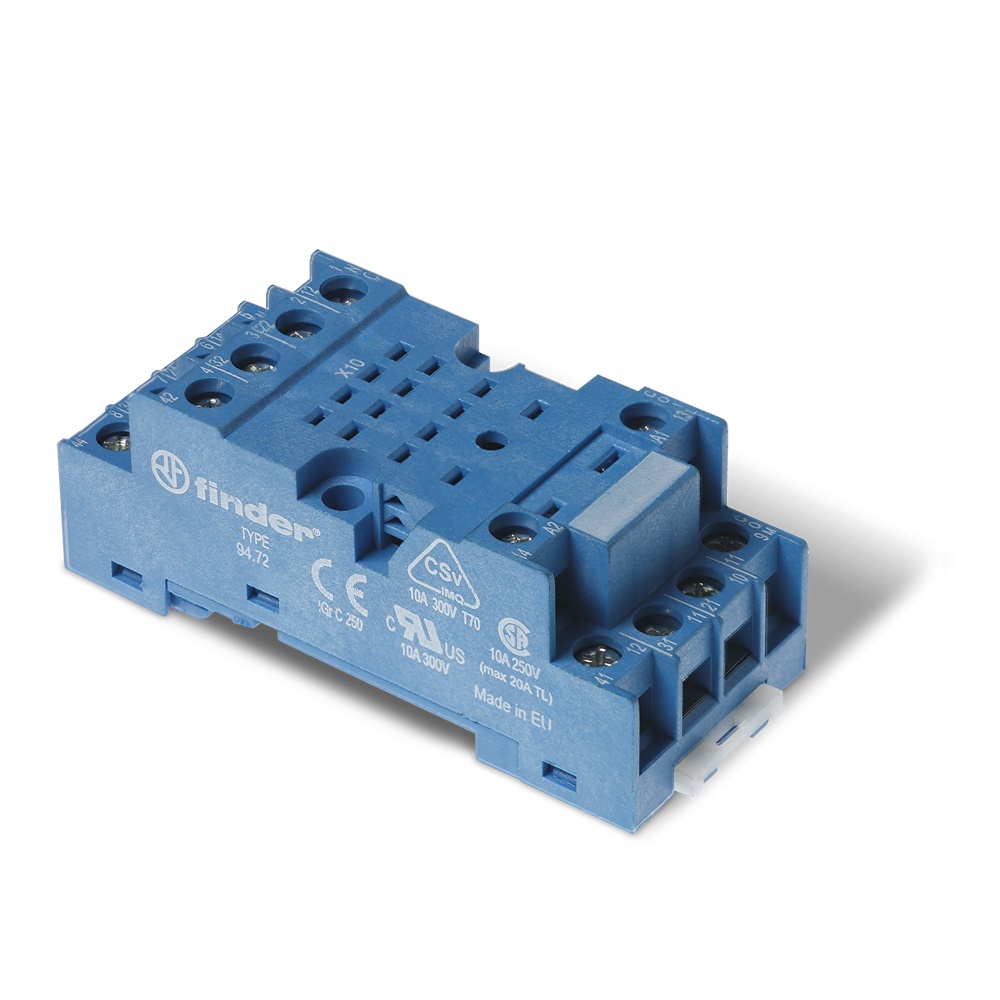Zoccolo morsetti piastrina 2 poli montaggio guida DIN 35 mm protezione IP20 uso elettrico industriale