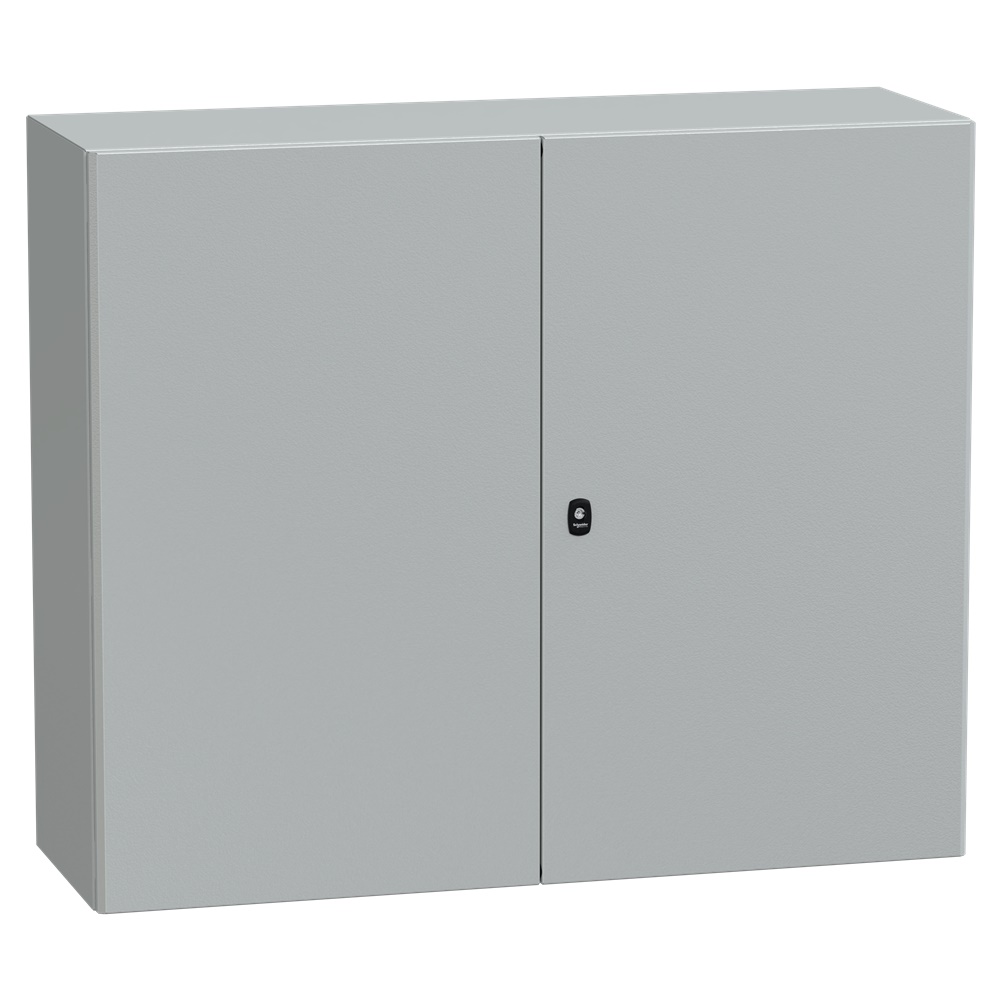 Cassetta in acciaio montata a parete, Spacial S3D,  porta piena e piastra di montaggio 1000x1200x400, IP55, IK10
