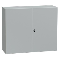 Cassetta in acciaio montata a parete, Spacial S3D,  porta piena e piastra di montaggio 1000x1200x400, IP55, IK10