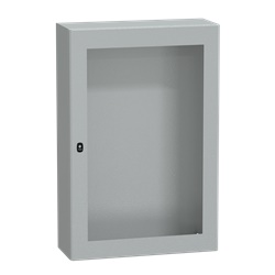 Cassetta in acciaio montata a parete, Spacial S3D, porta trasparente, senza piastra di montaggio, 1200x800x300 mm, IP66, IK08