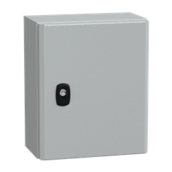 Cassetta in acciaio montata a parete, Spacial S3D, porta piena, con piastra di montaggio, 300x250x150 mm, IP66, IK10