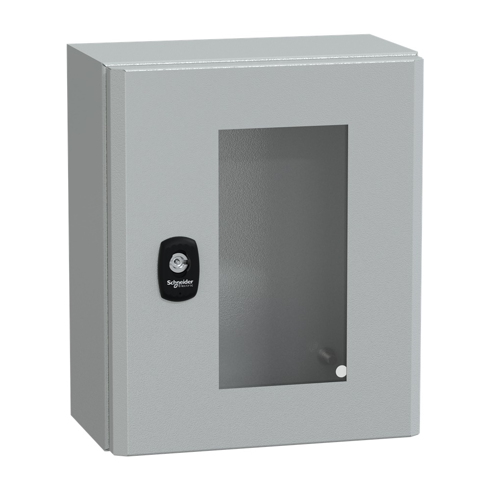 Cassetta in acciaio montata a parete, Spacial S3D, porta trasparente, senza piastra di montaggio, 300x250x150 mm, IP66, IK08