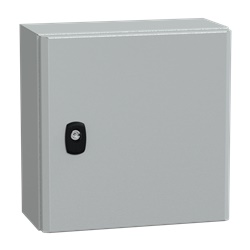 Cassetta in acciaio montata a parete, Spacial S3D, porta piena, con piastra di montaggio, 300x300x150 mm, IP66, IK10