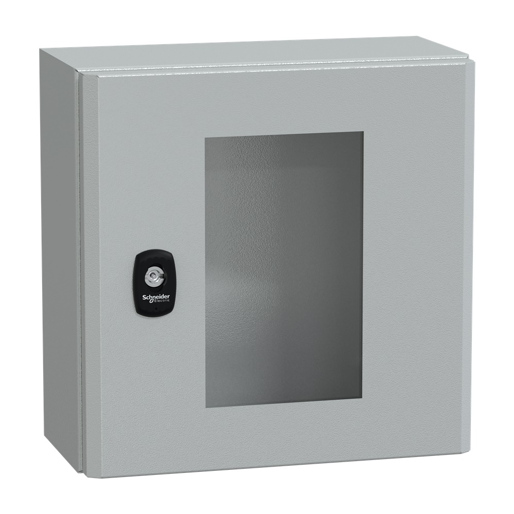 Cassetta in acciaio montata a parete, Spacial S3D, porta trasparente, senza piastra di montaggio, 300x300x150 mm, IP66, IK08