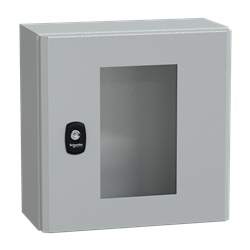 Cassetta in acciaio montata a parete, Spacial S3D, porta trasparente, senza piastra di montaggio, 300x300x150 mm, IP66, IK08