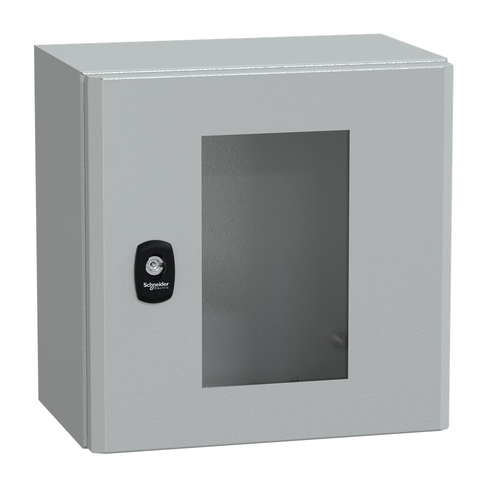 Cassetta in acciaio montata a parete, Spacial S3D, porta trasparente, senza piastra di montaggio, 300x300x200mm, IP66, IK08