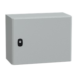 Cassetta in acciaio montata a parete, Spacial S3D, porta piena, con piastra di montaggio, 300x400x200mm, IP66, IK10