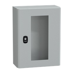 Cassetta in acciaio montata a parete, Spacial S3D, porta trasparente, senza piastra di montaggio, 400x300x150 mm, IP66, IK08