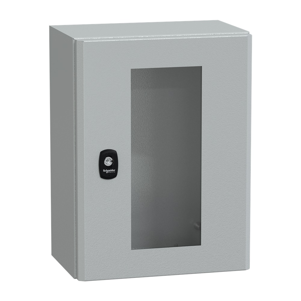 Cassetta in acciaio montata a parete, Spacial S3D, porta trasparente, senza piastra di montaggio, 400x300x200mm, IP66, IK08