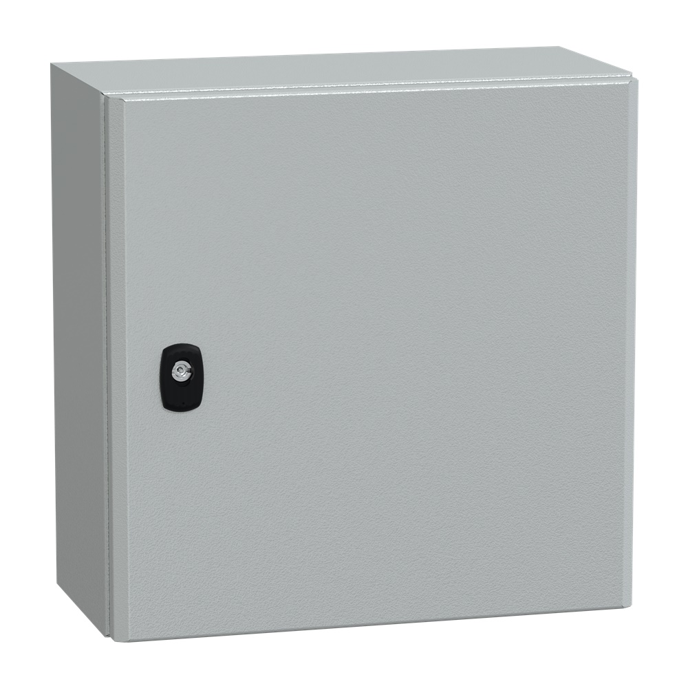 Cassetta in acciaio montata a parete, Spacial S3D, porta piena e piastra di montaggio 400x400x200 mm, IP66, IK10